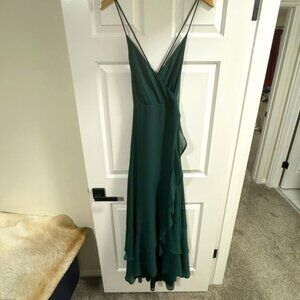 Emerald Green Bridesmaid Dress M Lulu's Spaghetti Strap Asymetrical